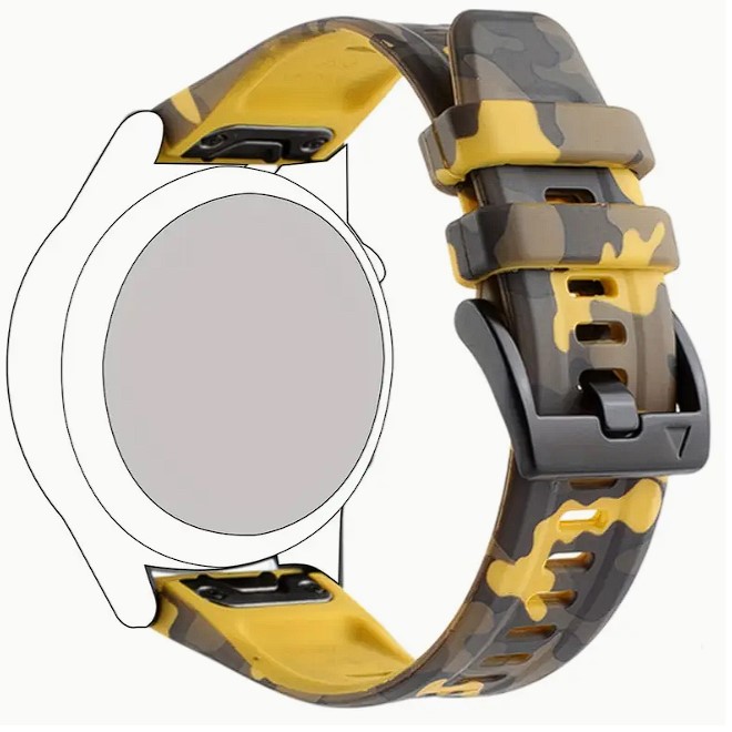 Signální Camo Žluto šedý řemínek pro hodinky Garmin Fenix 5X / 6X / 7X / 8 (51 mm)