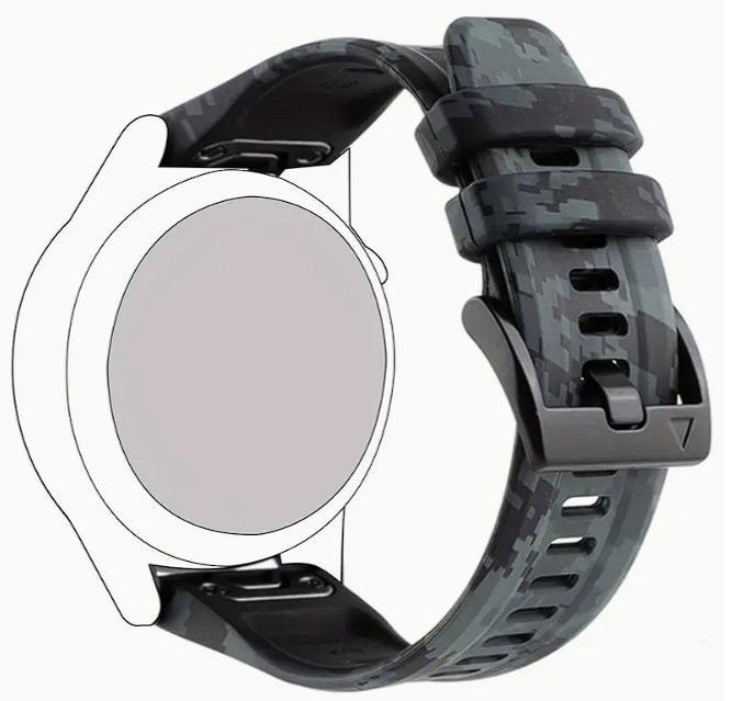 Signální Camo šedo černý řemínek pro hodinky Garmin Fenix 5X / 6X / 7X / 8 (51 mm)