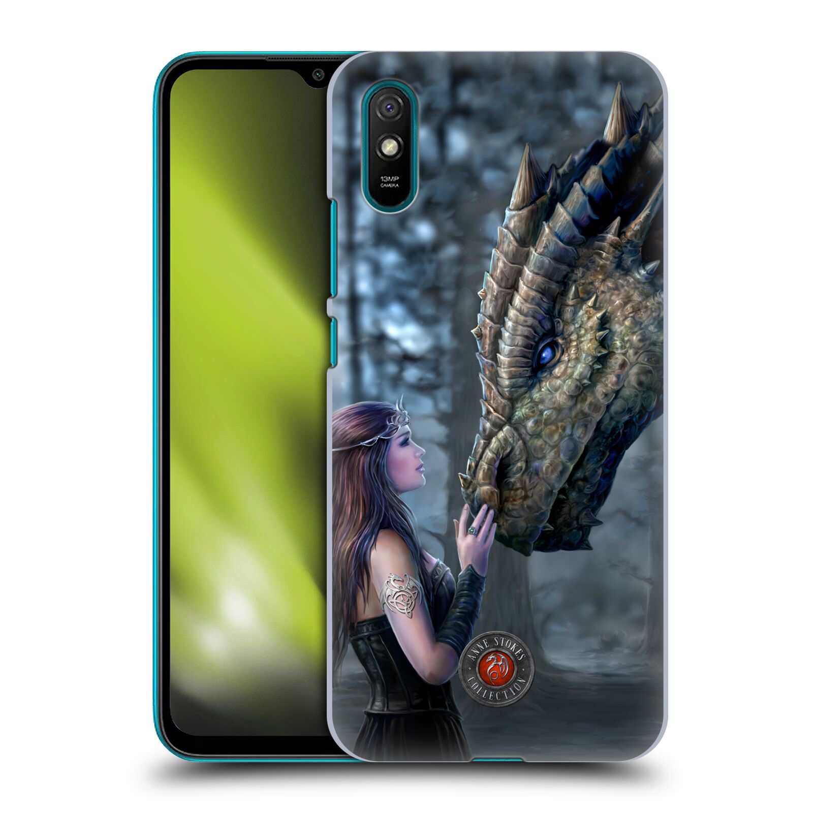 Plastový obal HEAD CASE na mobil Xiaomi Redmi 9A / 9AT vzor Anne Stokes Drak a bojovnice