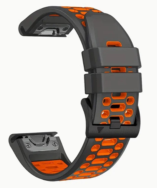 Signální Šedý / Oranžový řemínek pro hodinky Garmin Fenix 5X / 6X / 7X / 8 (51 mm)